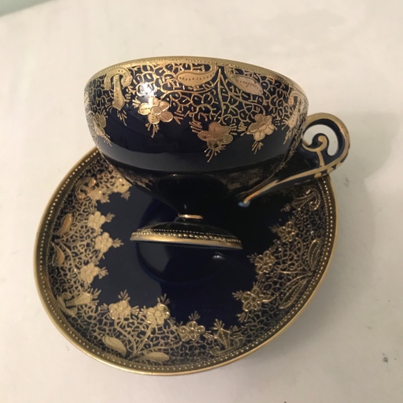 Vintage Rare  Nippon  cobalt/ gold cup& saucer - Picture 2 of 7